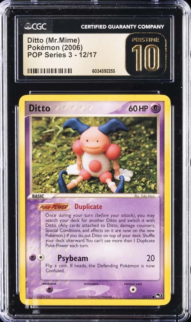 2006 POKEMON POP SERIES 3 #12 DITTO MR. MIME CGC 10 PRISTINE