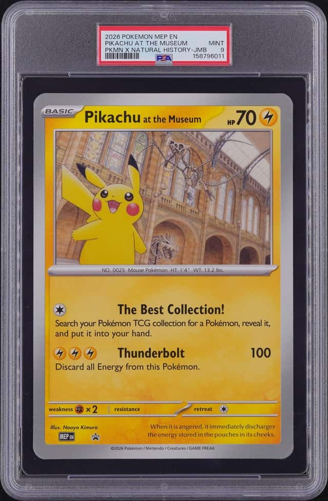 2026 POKEMON MEP EN-ME BLACK STAR PROMO PIKACHU AT THE MUSEUM PSA 9