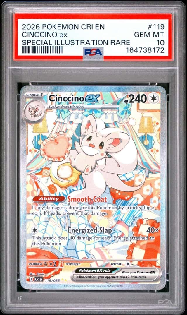 2026 POKEMON CRI EN-CHAOS RISING SPECIAL ILLUSTRATION RARE CINCCINO EX PSA 10