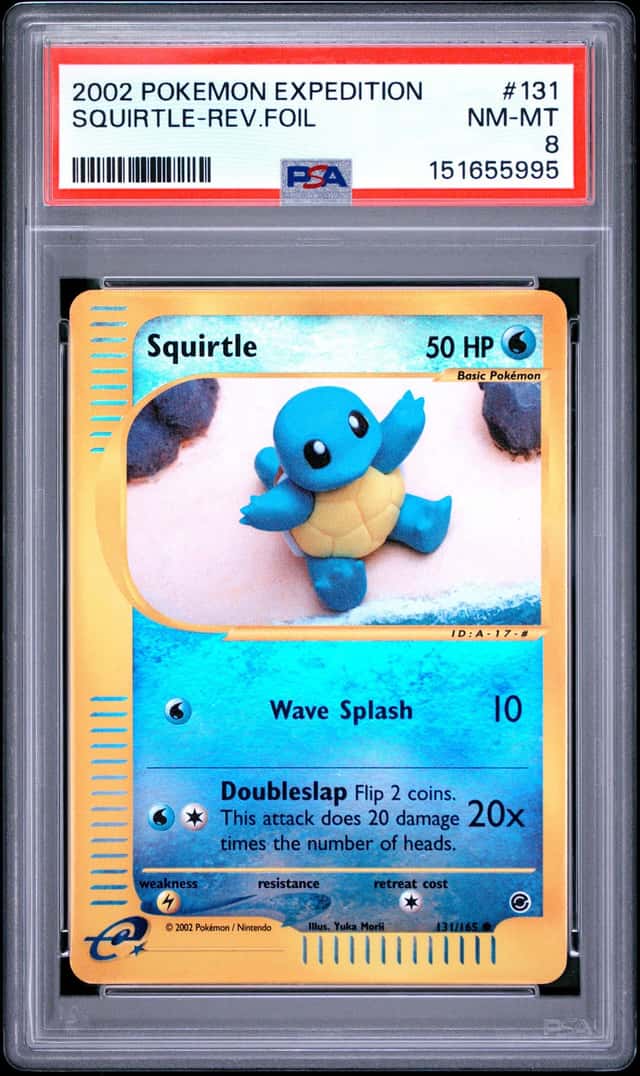 2002 Pokémon Expedition Squirtle Reverse Holo Foil Card PSA 8 Graded