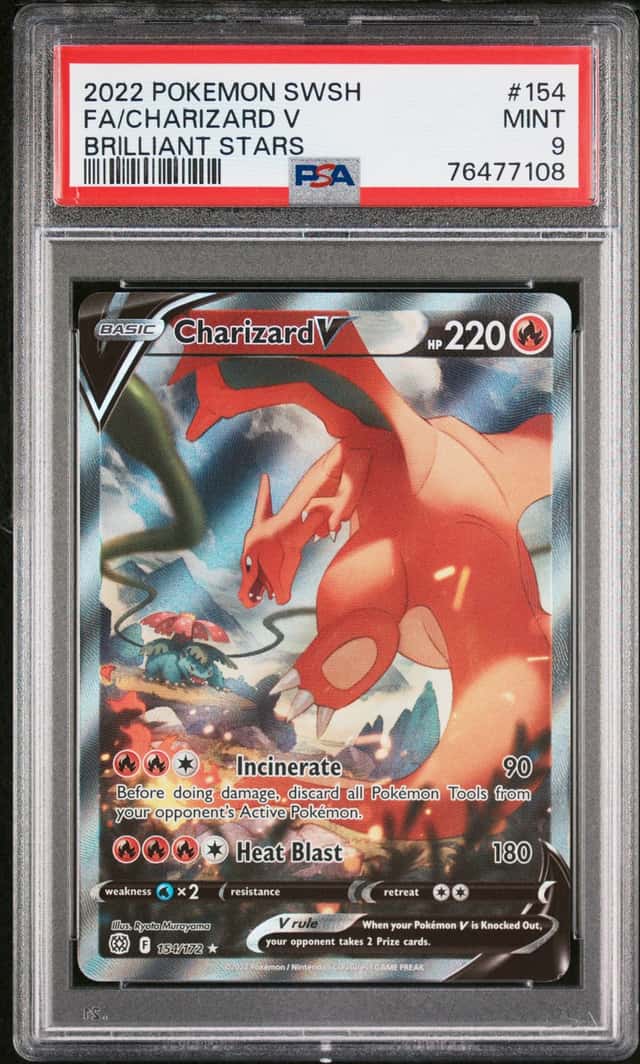 2022 Pokemon SWSH Brilliant Stars #154 FA Charizard V PSA 9 MINT