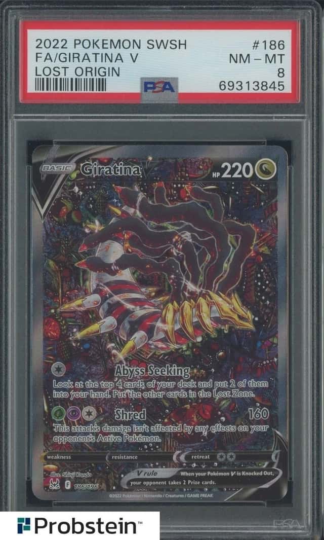 2022 Pokemon SWSH Lost Origin #186 FA Giratina V PSA 8 NM-MT