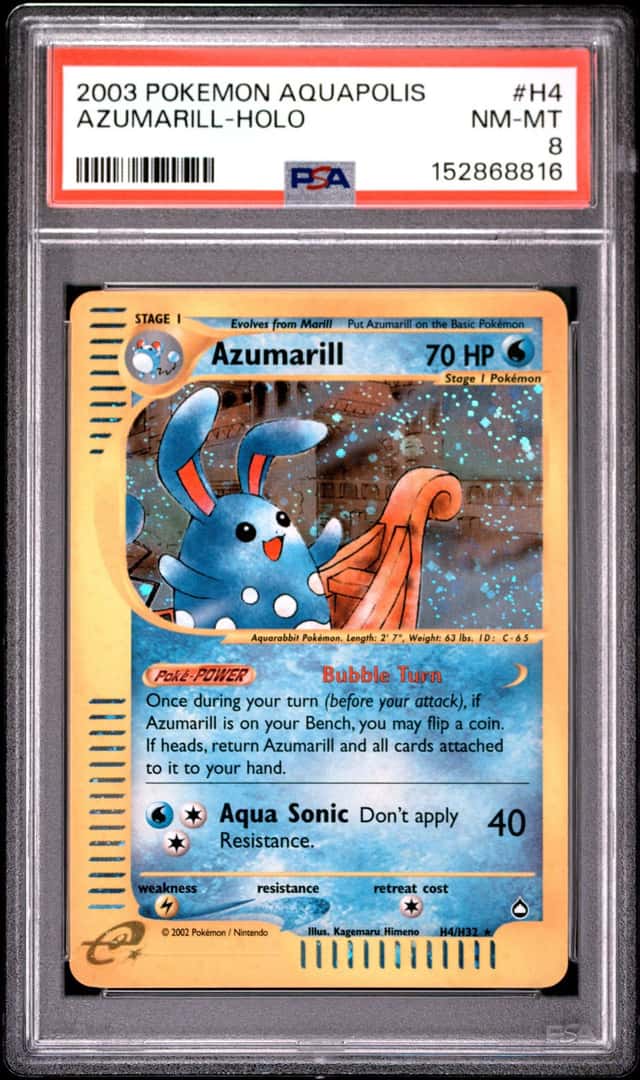 2003 Pokemon Aquapolis #H4 Azumarill Holo PSA 8 NM-MT