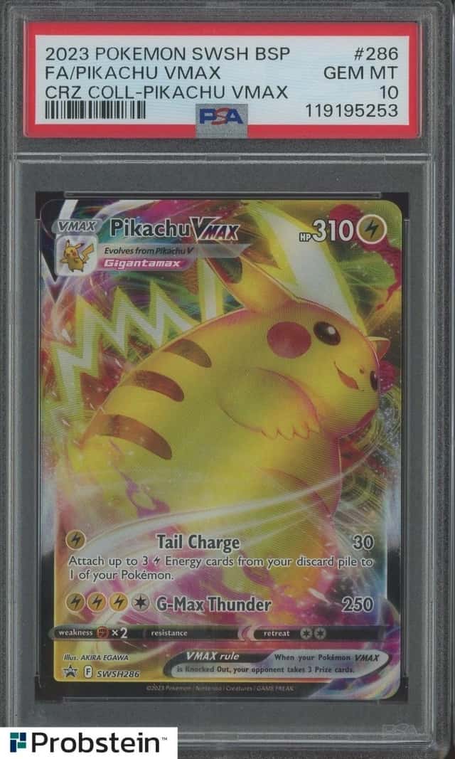 2023 Pokemon SWSH BSP CRZ COLL. #286 FA/Pikachu VMAX PSA 10 GEM MINT