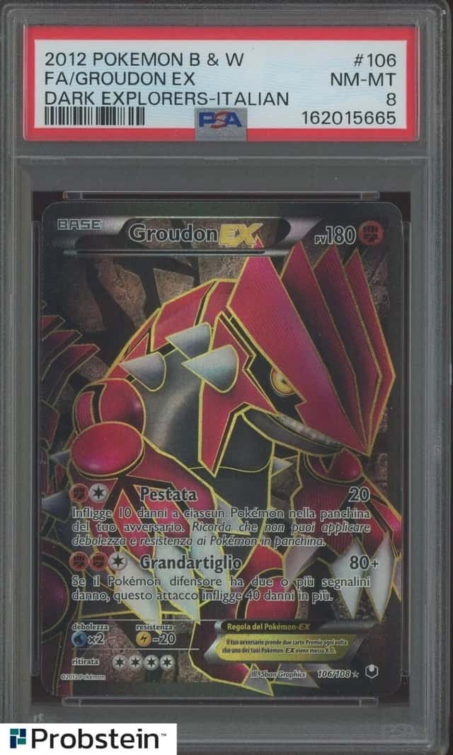 2012 Pokemon B & W Dark Explorers Italian #106 FA Groudon EX PSA 8 NM-MT