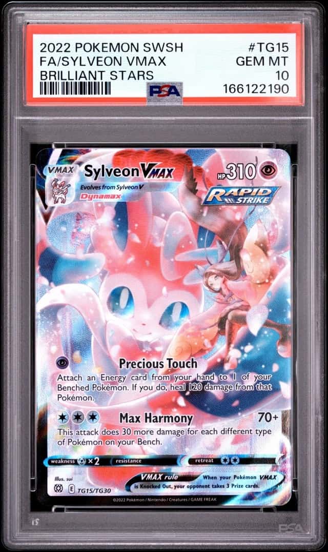 2022 POKEMON SWORD & SHIELD BRILLIANT STARS #TG15 FULL ART/SYLVEON VMAX PSA 10