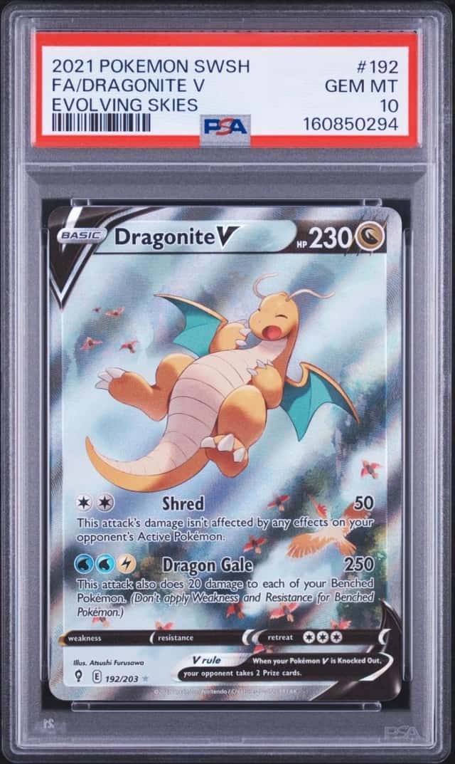 Pokemon Dragonite V Full Art Sword & Shield Evolving Skies #192 PSA 10 Gem Mint