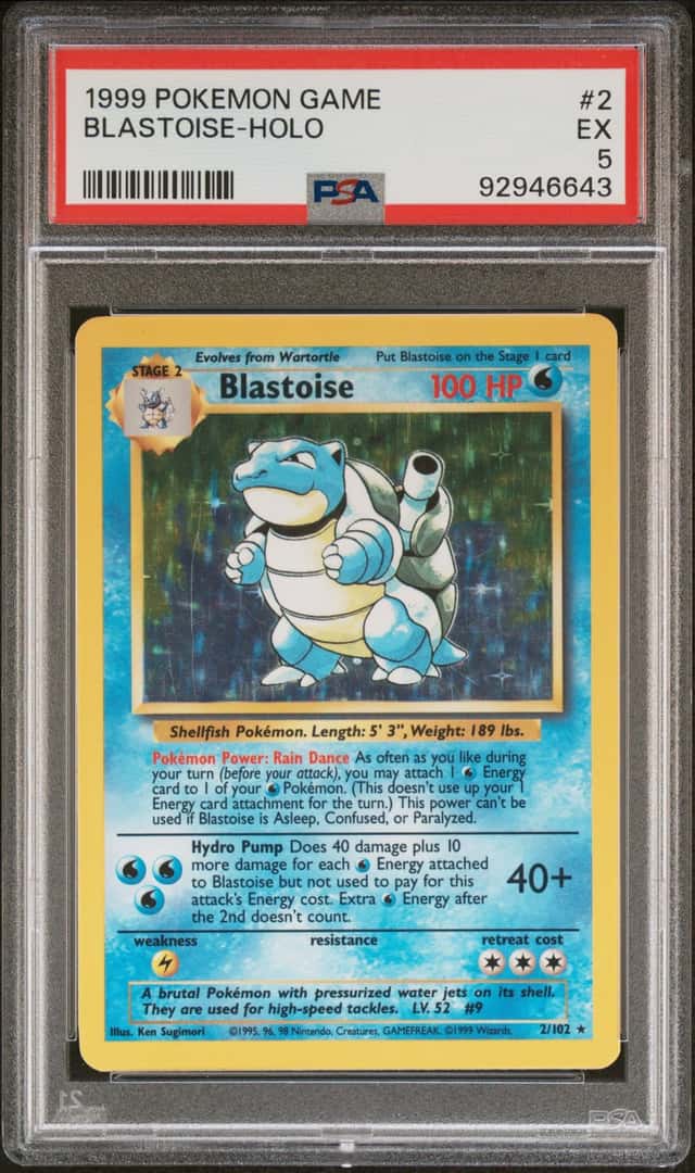 Blastoise Base Set Holo Rare Pokémon TCG Pokémon 2/102 1999 English PSA 5