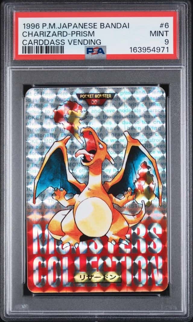 PSA 9 2026 CERT CHARIZARD-PRISM 1996 POKEMON JAPANESE BANDAI CARDDASS #6