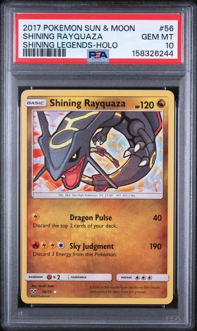 2017 POKEMON SUN & MOON SHINING LEGENDS #56 SHINING RAYQUAZA-HOLO PSA 10