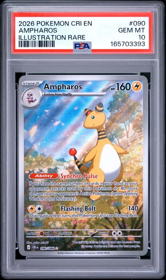 2026 POKEMON CRI EN-CHAOS RISING ILLUSTRATION RARE #090 AMPHAROS PSA 10