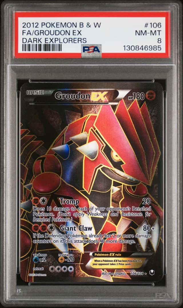 2012 Pokemon Black & White Dark Explorers Groudon EX #106/108 PSA 8