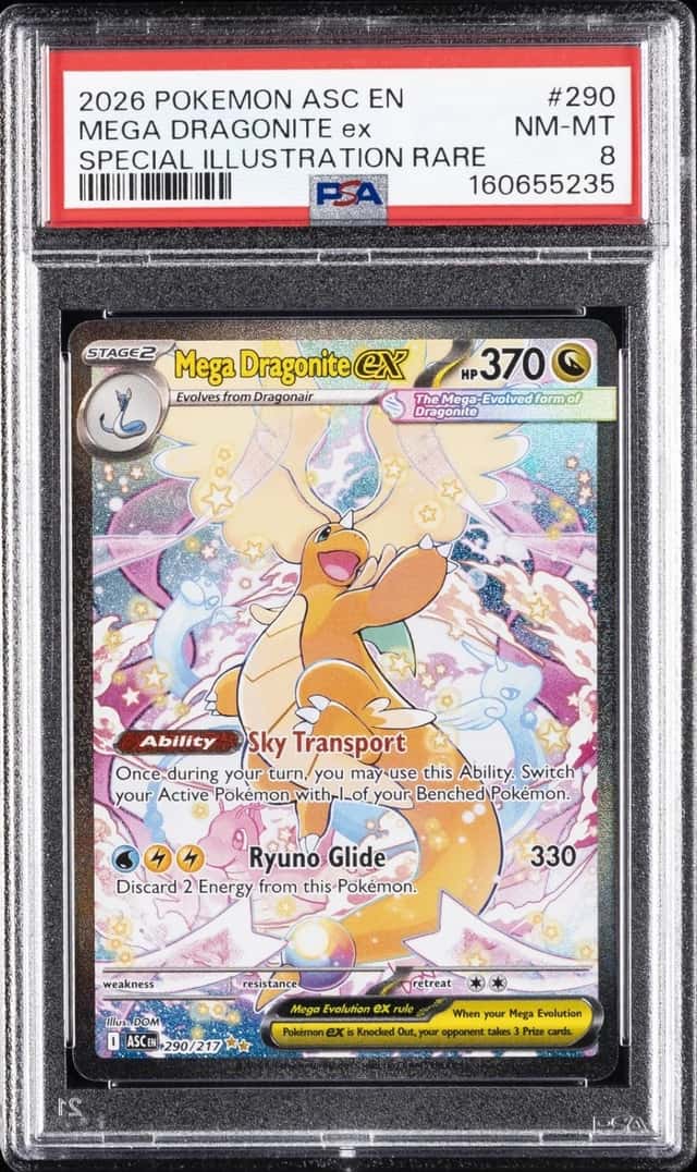 2026 POKEMON ASCENDED HEROES SPECIAL ILLUSTRATION RARE MEGA DRAGONITE EX PSA 8