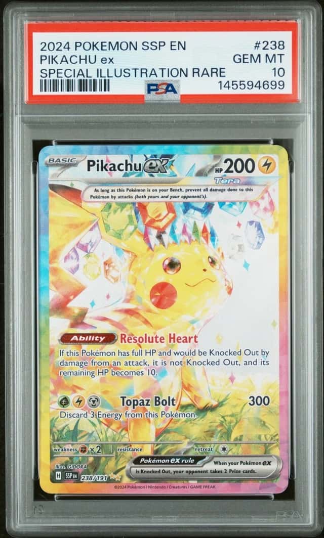 2024 POKEMON SSP EN-SURGING SPARKS SPECIAL ILLUSTRATION RARE PIKACHU EX PSA 10