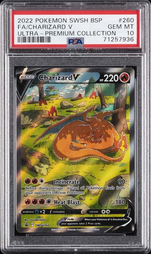 2022 POKEMON SWSH BLACK STAR PROMO #260 FULL ART/CHARIZARD V PSA 10