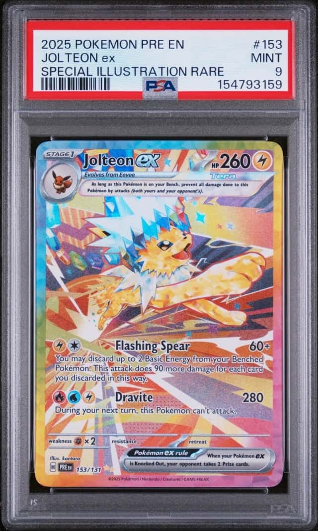 2025 POKEMON PRISMATIC EVOLUTIONS SPECIAL ILLUSTRATION RARE JOLTEON EX PSA 9
