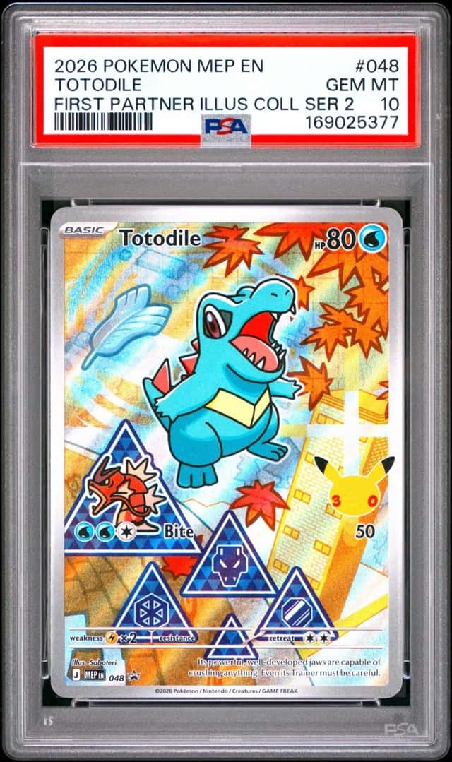2026 POKEMON FIRST PARTNER ILLUSTRATION COLLECTION PROMO #048 TOTODILE PSA 10