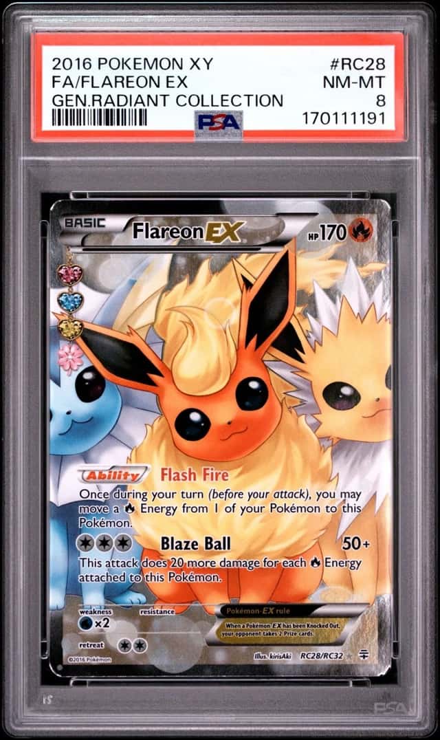2016 POKEMON XY GENERATIONS RADIANT COLLECTION #RC28 FULL ART/FLAREON EX PSA 8
