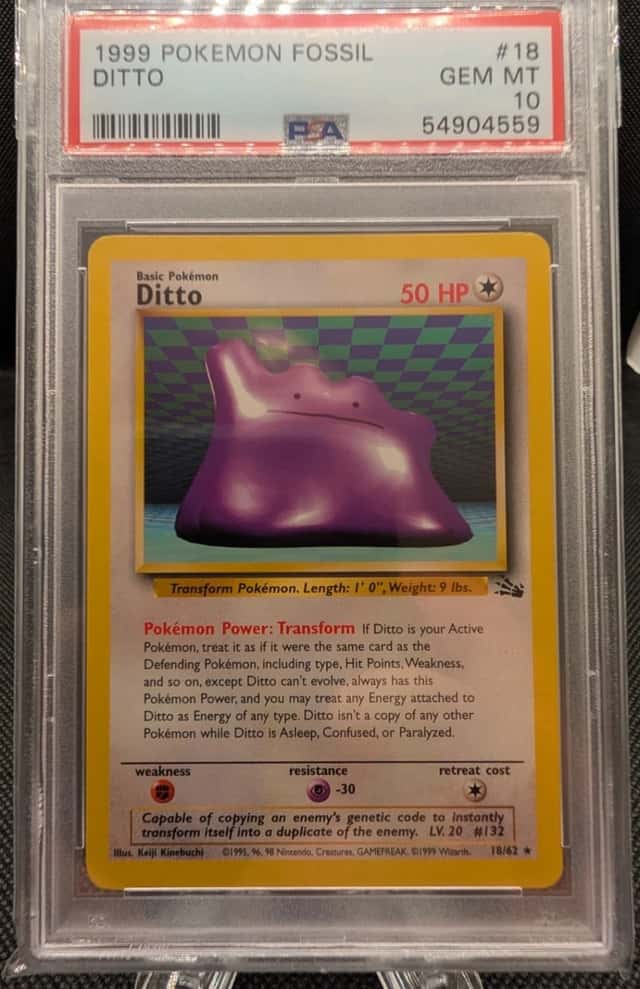 1999 Pokemon Fossil Ditto 18/62 Unlimited Regular English PSA 10