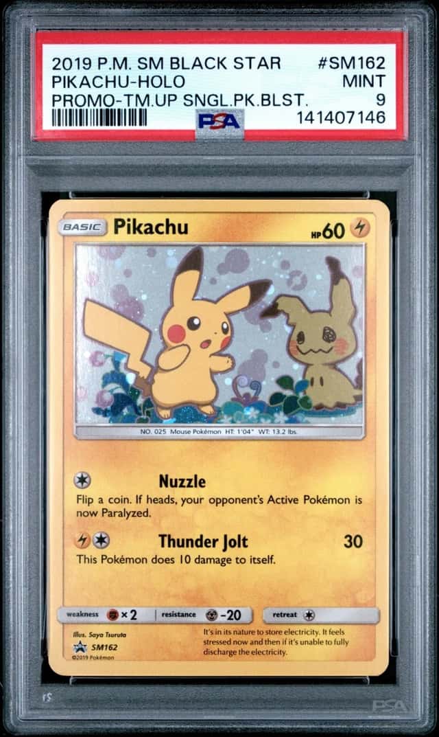 Pokemon Pikachu Holo Sm Black Star Promo SM162 Team Up Single Pk. Blisters PSA 9