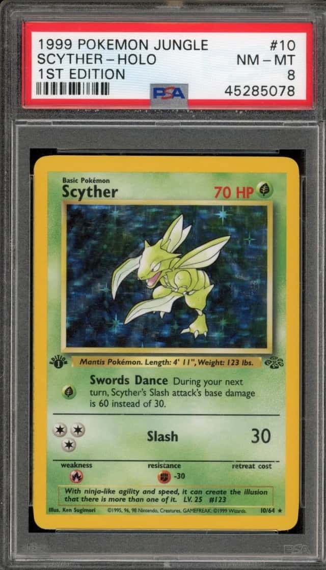 Pokemon Scyther Holo Jungle 10/64 1st Edition PSA 8