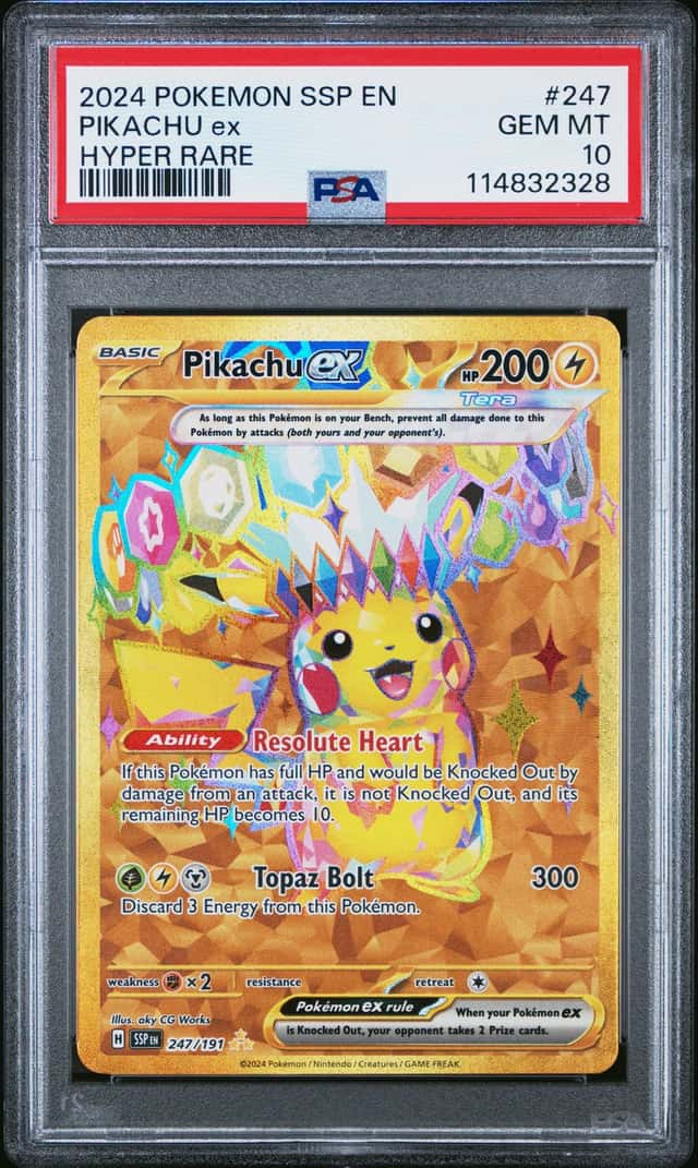 Pokemon Pikachu ex Surging Sparks 247/191 Hyper Rare PSA 10 Gem Mint