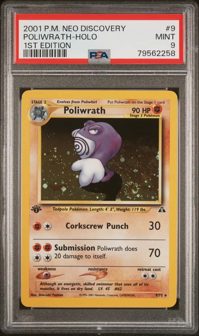 Pokemon Poliwrath Holo Neo Discovery 9/75 1st Edition PSA 9 Mint