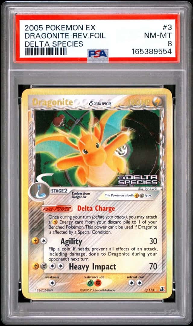 Pokemon Dragonite Reverse Holo EX Delta Species 3/113 PSA 8