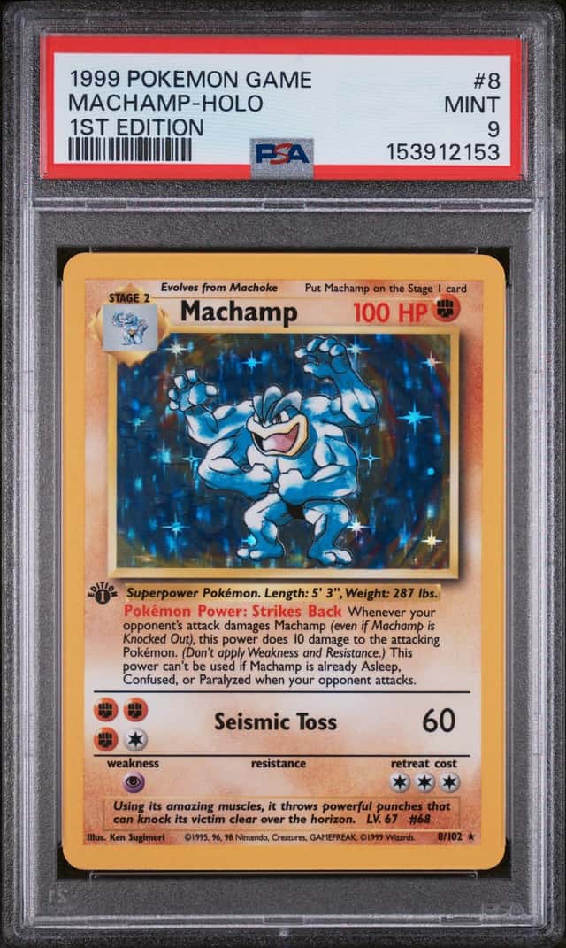 Pokemon Machamp Holo 8/102 Base Set 1st Edition PSA 9 Mint