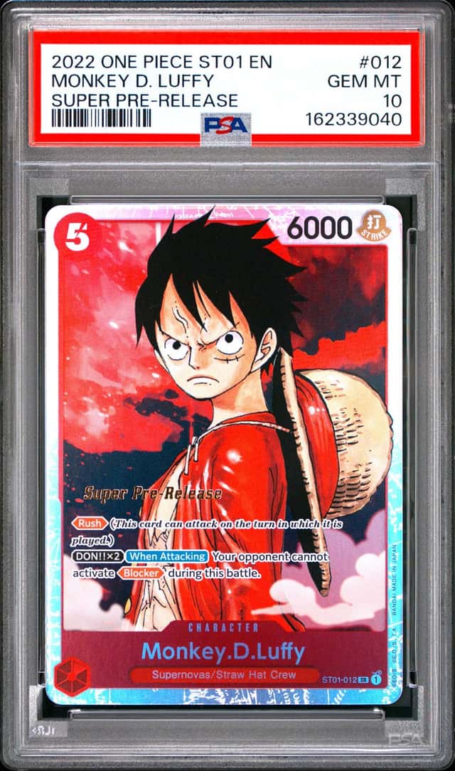 One Piece Monkey D. Luffy Straw Hat Crew St01-012 Super Pre-Release PSA 10