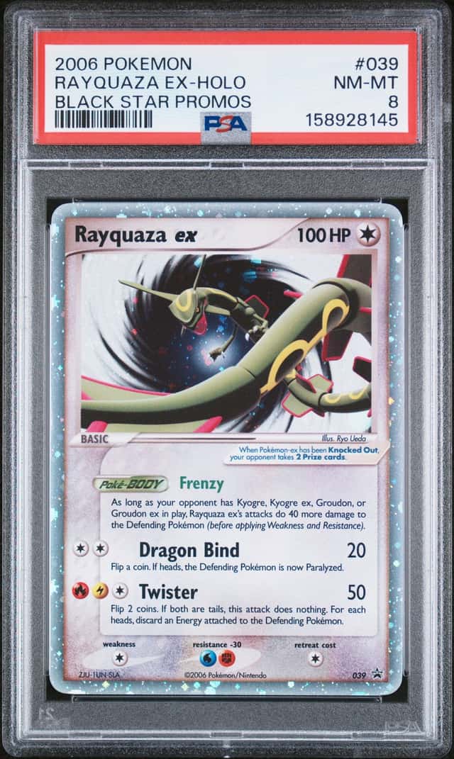 Pokémon TCG RAYQUAZA EX #039 Holofoil BLACK STAR PROMO 2006 PSA Grade 8 NM/MT
