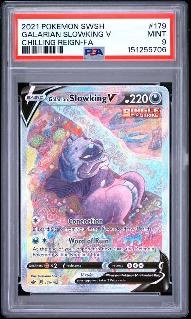 Pokemon TCG Galarian Slowking V Alt Full Art 179/198 PSA 9 Holo ENG