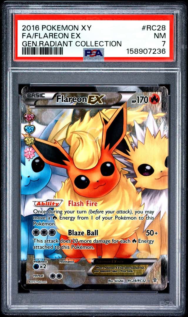 Flareon EX 2016 Pokémon TCG Radiant Collection RC28/RC32 Full Art Foil PSA 7 NM