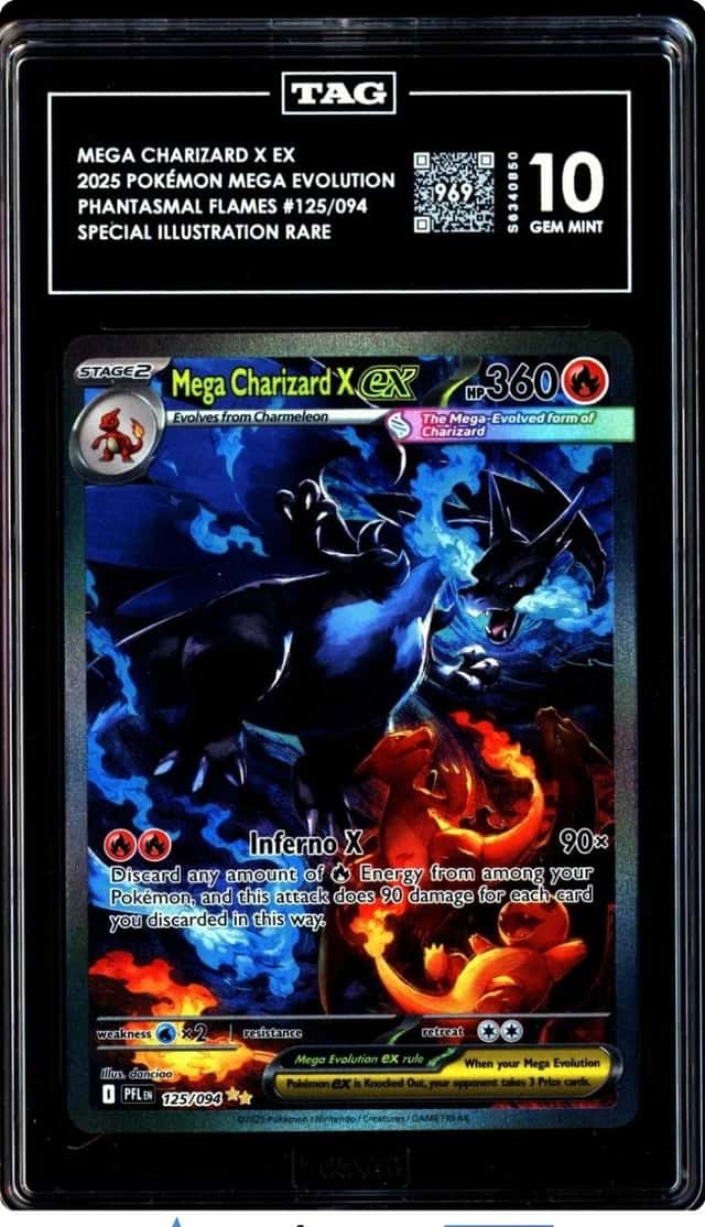 Pokemon 2025 Mega Charizard X ex 125/094 SIR Phantasmal Flames GEM MINT TAG 10