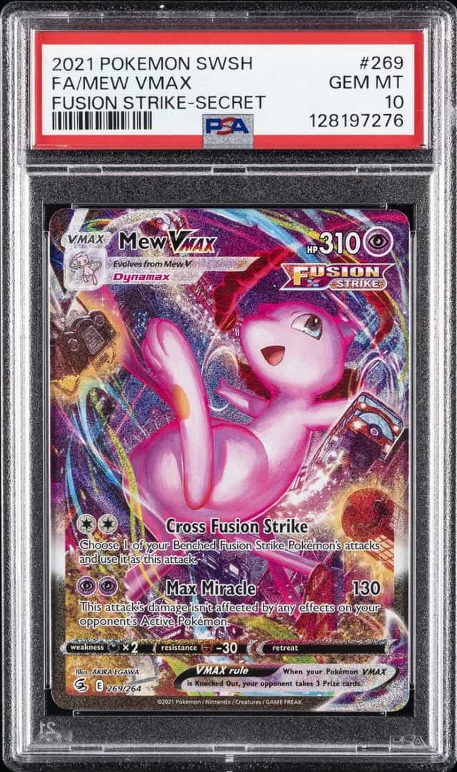2021 POKEMON SWORD & SHIELD FUSION STRIKE SECRET #269 FULL ART/MEW VMAX PSA 10