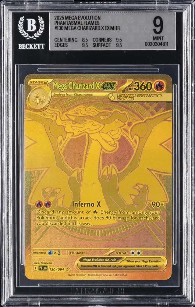 2025 POKEMON PFL EN-PHANTASMAL FLAMES MEGA HYPER RARE MEGA CHARIZARD X EX BGS 9