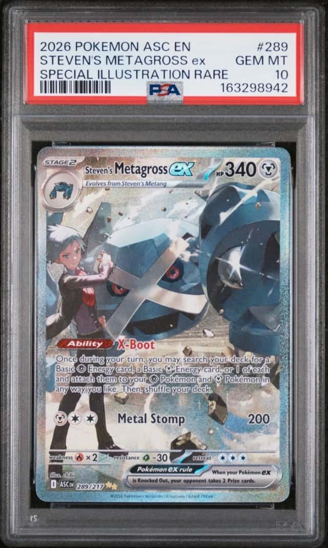 2026 POKEMON ASC SPECIAL ILLUSTRATION RARE #289 STEVEN'S METAGROSS EX PSA 10
