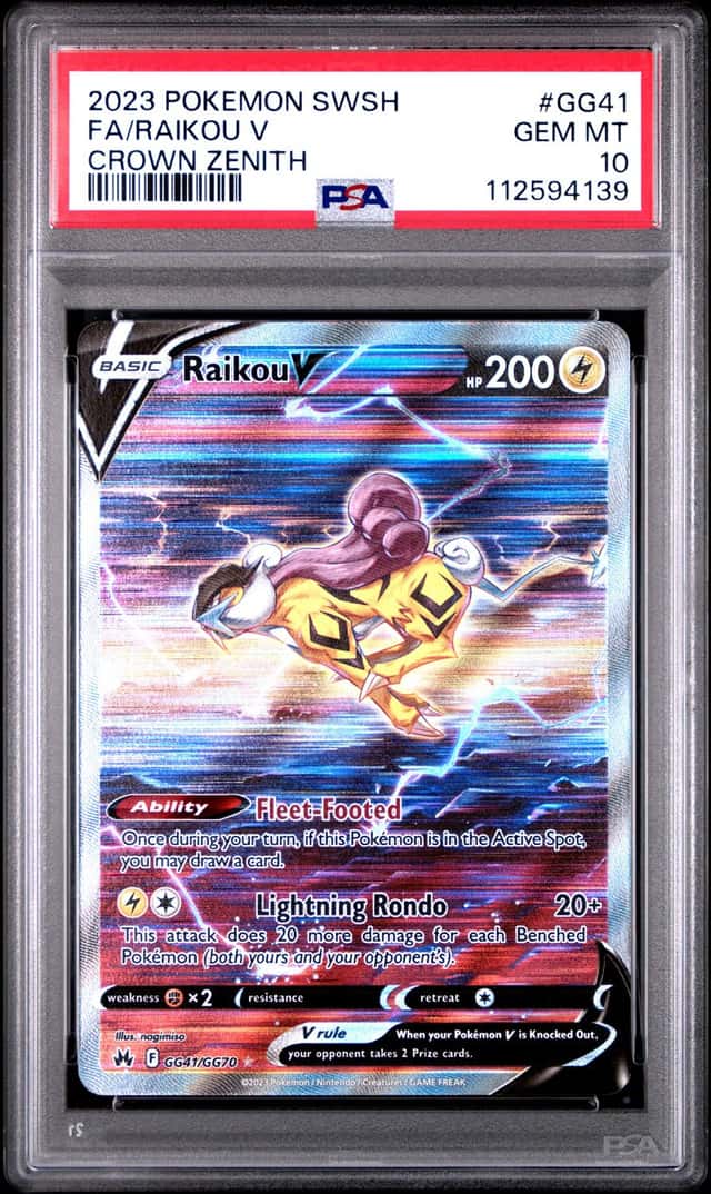 RAIKOU V POKEMON GG41 2023 CROWN ZENITH HOLO ENGLISH PSA 10
