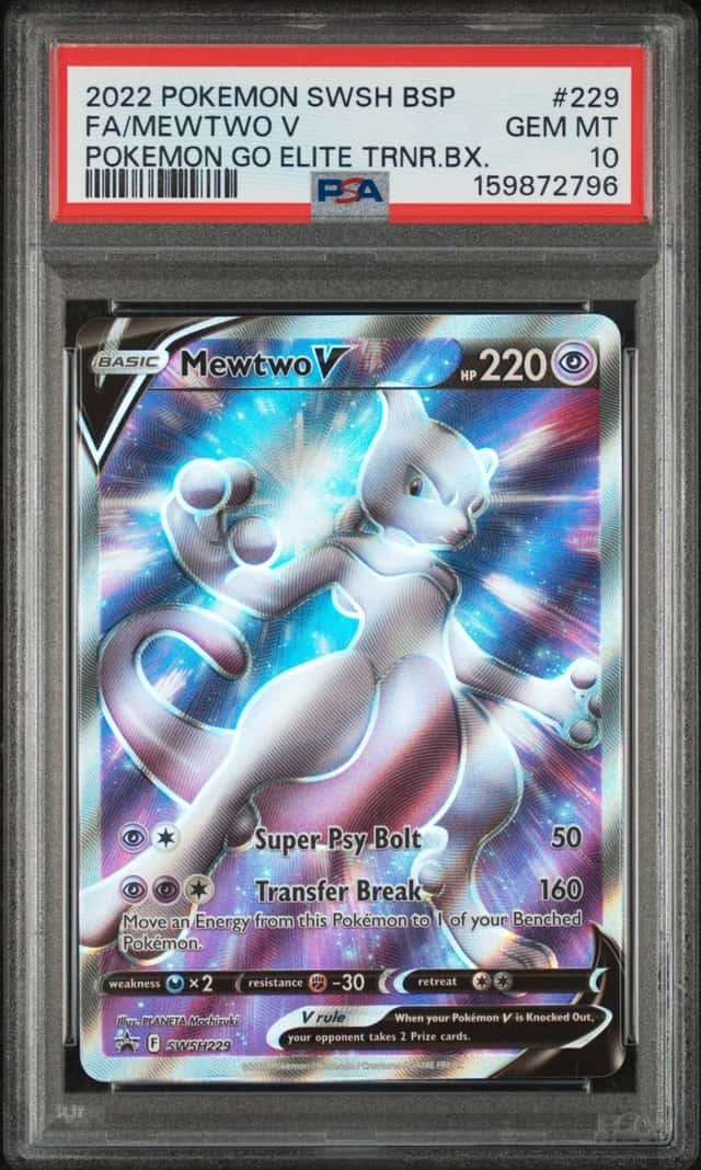 2022 POKEMON SWSH BLACK STAR PROMO #229 FULL ART/MEWTWO V PSA 10