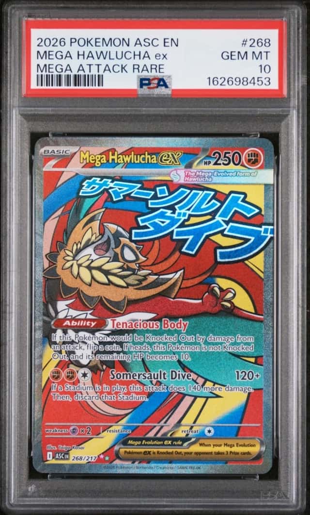 2026 POKEMON ASCENDED HEROES MEGA ATTACK RARE #268 MEGA HAWLUCHA EX PSA 10