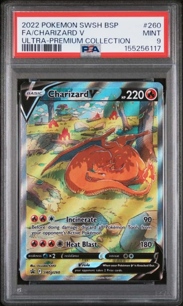 2022 POKEMON SWSH BLACK STAR PROMO #260 FULL ART/CHARIZARD V PSA 9