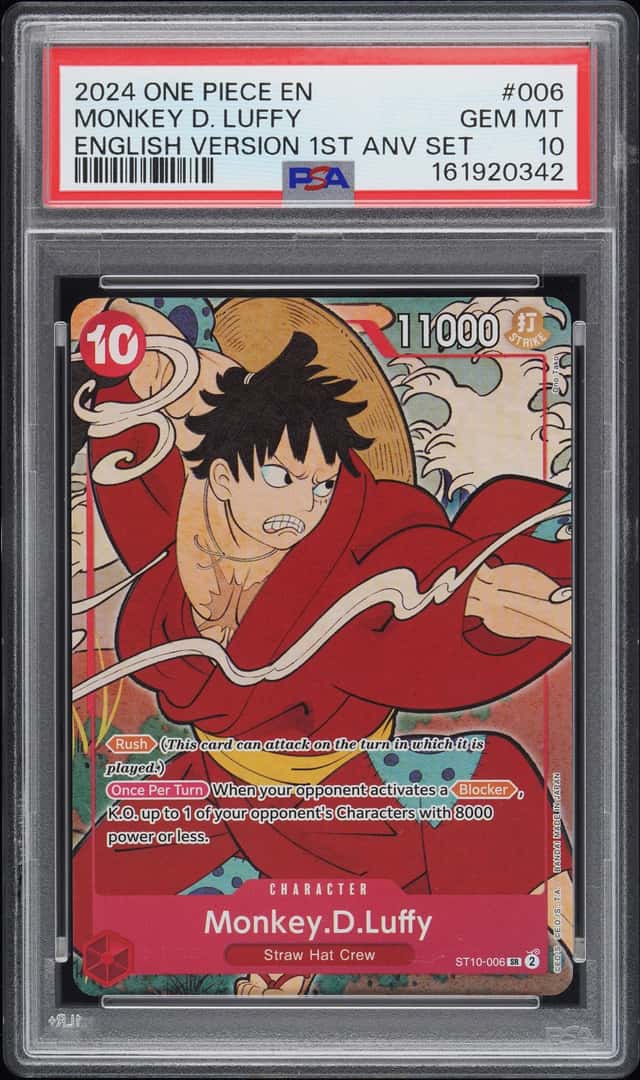 2024 ONE PIECE ENGLISH VERSION 1ST ANNIVERSARY SET #006 MONKEY D. LUFFY PSA 10