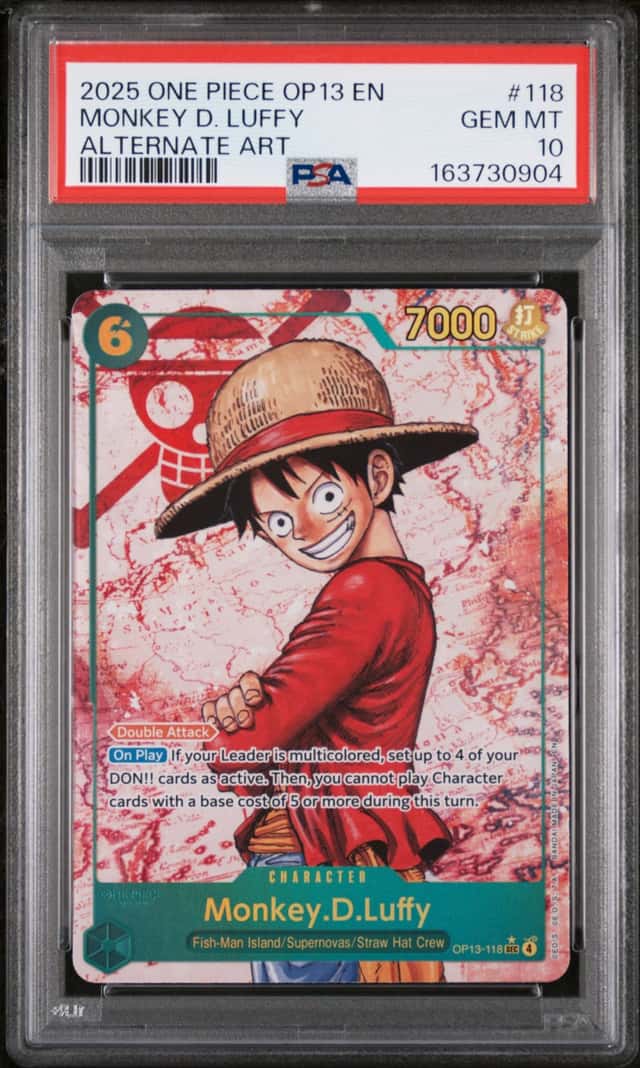 2025 ONE PIECE OP13-CARRYING ON HIS WILL ALTERNATE ART MONKEY D. LUFFY PSA 10