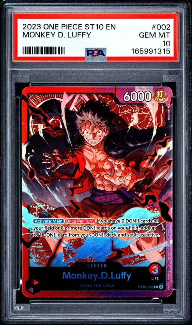 2023 ONE PIECE ULTRA DECK ST10-THE THREE CAPTAINS #002 MONKEY D. LUFFY PSA 10