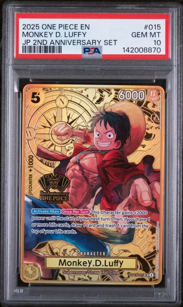 2025 ONE PIECE JAPANESE 2ND ANNIVERSARY SET #015 MONKEY D. LUFFY PSA 10