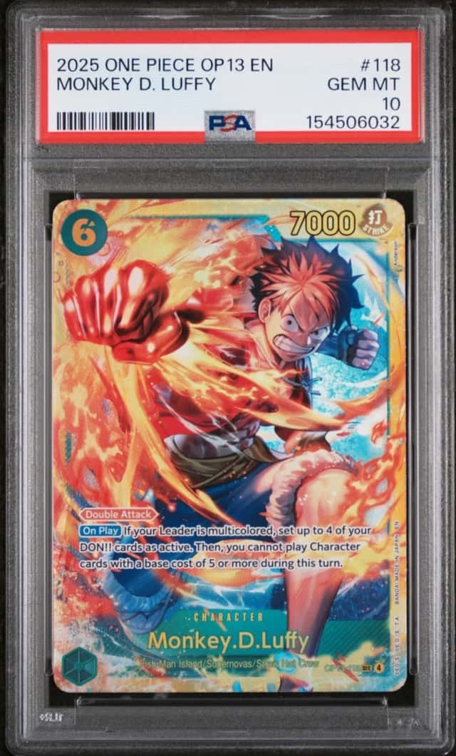 2025 ONE PIECE OP13-CARRYING ON HIS WILL #118 MONKEY D. LUFFY PSA 10