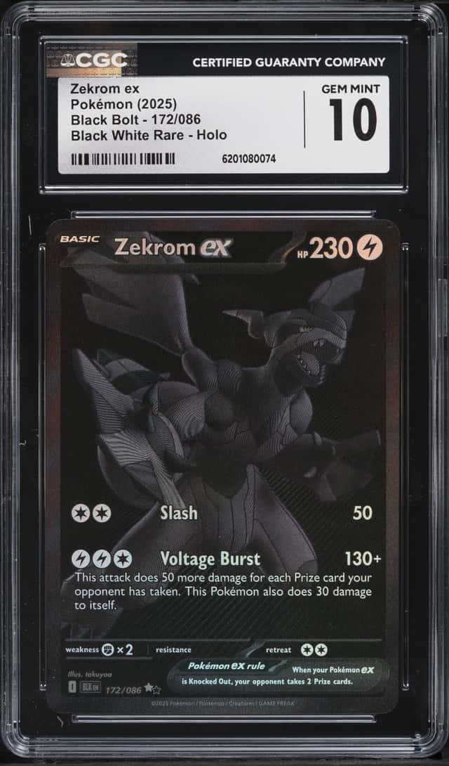 2025 Pokemon Scarlet & Violet Black Bolt BWR Zekrom Ex #172 CGC 10 GEM MINT