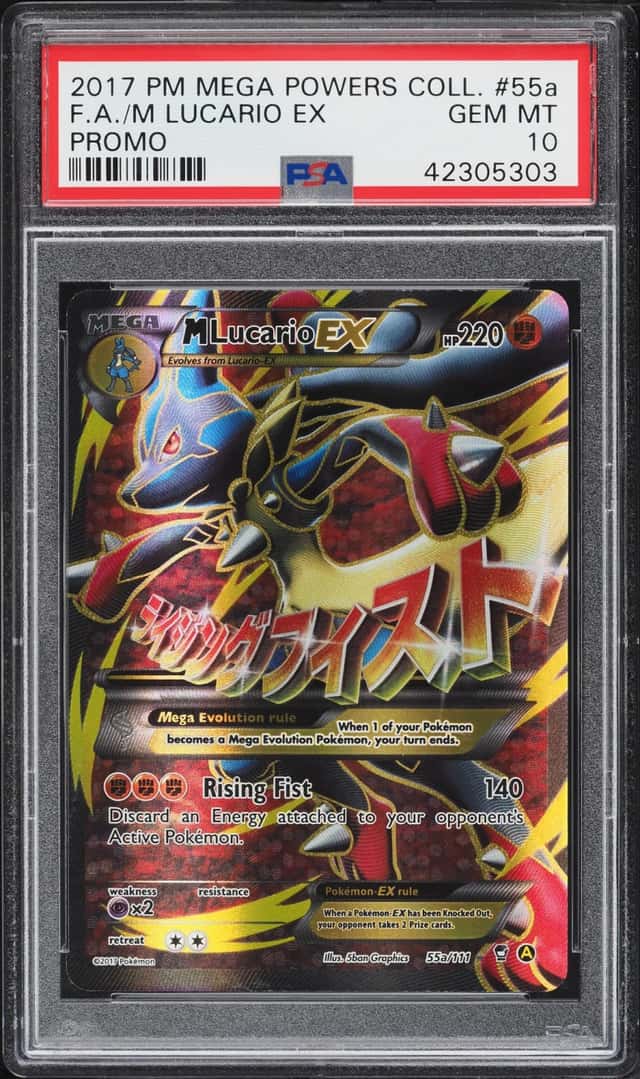 2017 Pokemon XY Promo Furious Fists Mega Powers Collection Full Art M Lucario EX #55a PSA 10