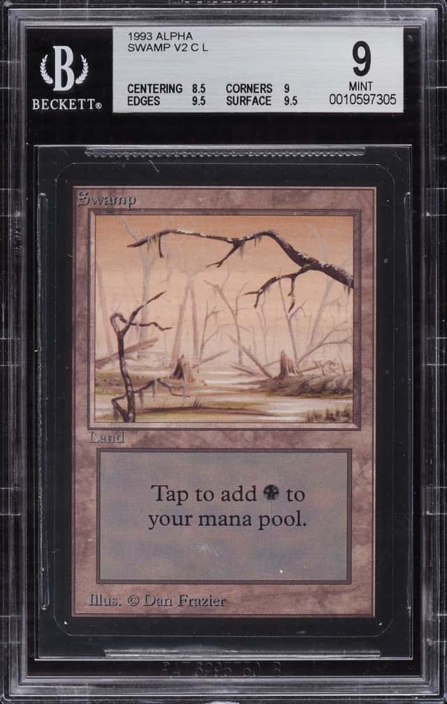1993 Magic The Gathering MTG Alpha Swamp BGS 9 MINT