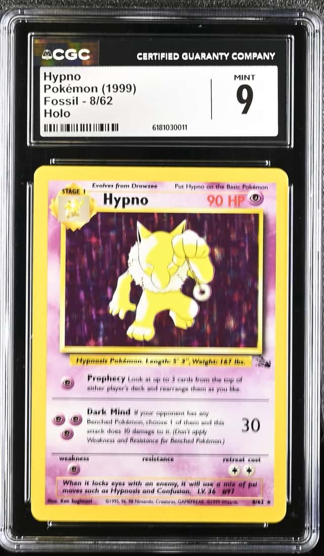 1999 Pokemon Fossil Holo Hypno #8 CGC 9 MINT
